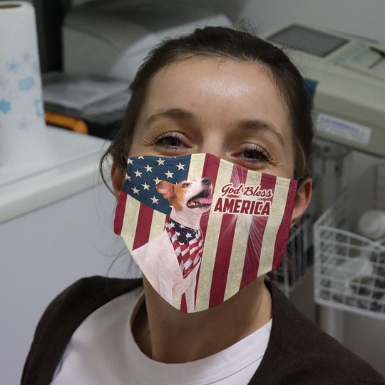 THM20072420 Jack Russell Terrier God Bless Face Mask