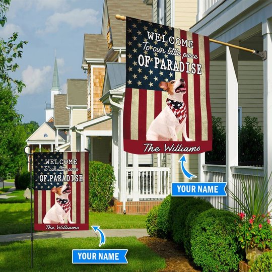 BIF20071308 Jack Russell Terrier Welcome To Our Paradise Personalized Flag