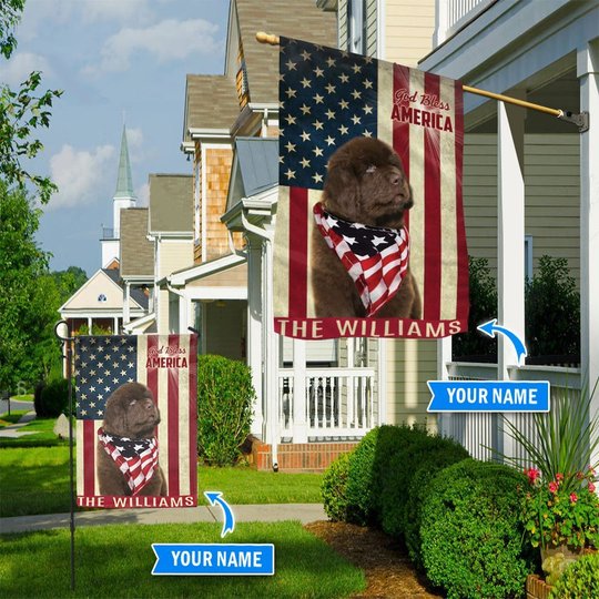 THF0174 Newfoundland God Bless America Personalized Flag