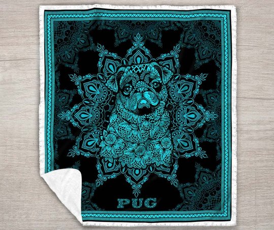 MHQD2007 Pug Mandala Quilt Blanket