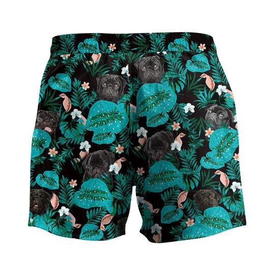 DITCOMBODOG1004- Black Pug- Hawaii Shirts -Men's Shorts