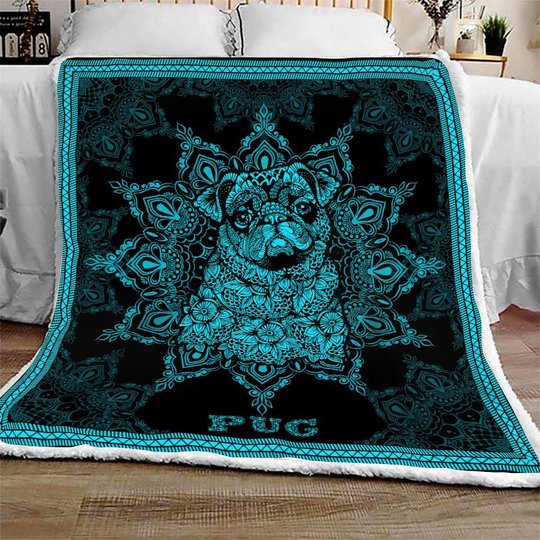 MHQD2007 Pug Mandala Quilt Blanket