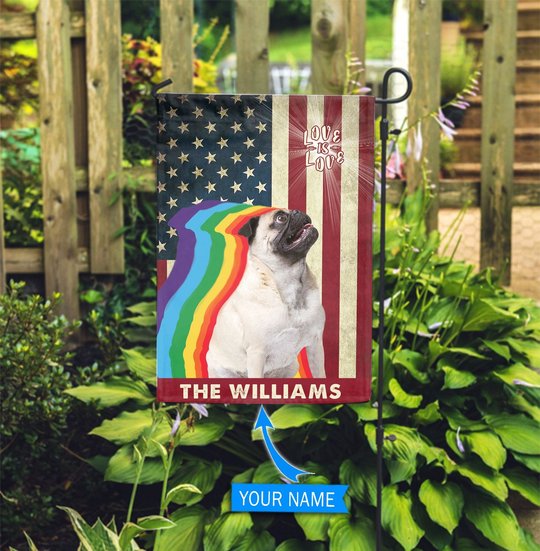 MHFCHO408 Pug LGBT Personalized Flag