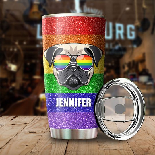 MHUCHO108 Pug LGBT Personalized Stainless Steel Tumbler