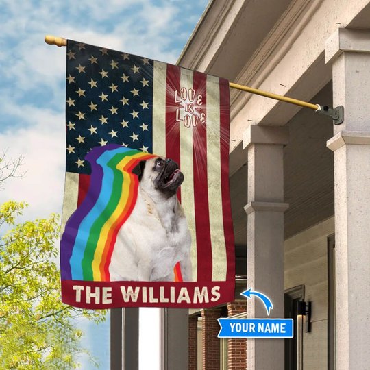 MHFCHO408 Pug LGBT Personalized Flag