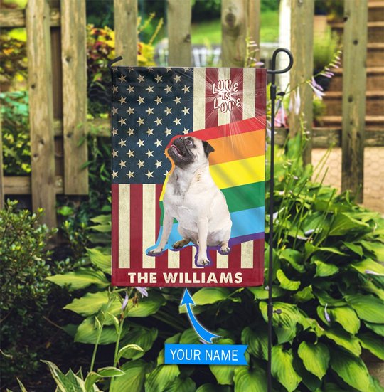 MHFCHO308 Pug LGBT Personalized Flag