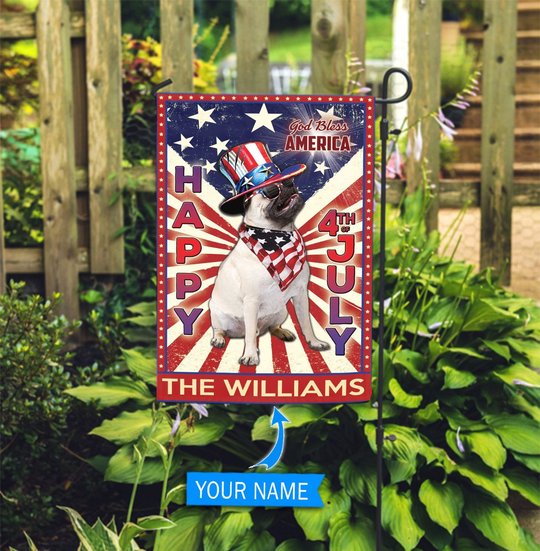 DIF6010-Pug God bless america - 4th of july Personalized Flag