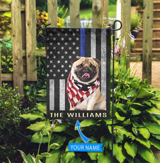 BIF1344 Pug Police Personalized Flag