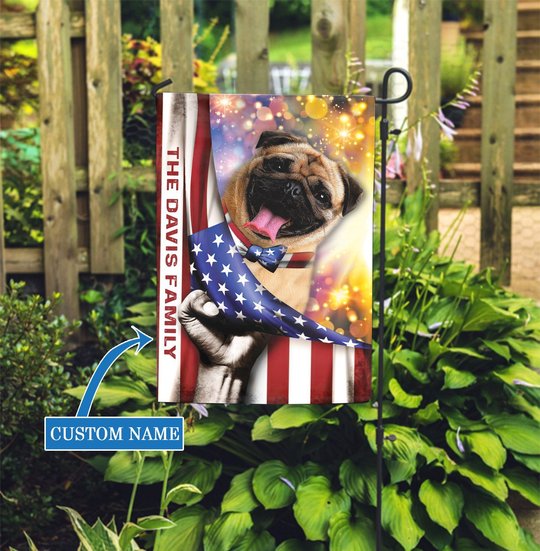 HUF0106 Pug Personalized Flag