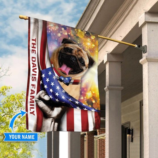 HUF0106 Pug Personalized Flag