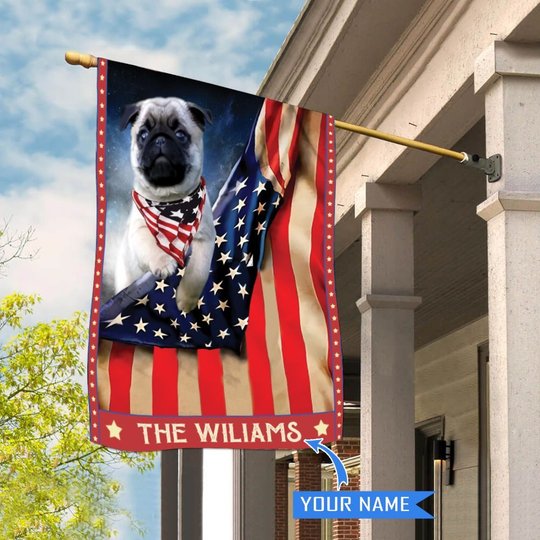 CHFD1010 Pug Personalized House Flag