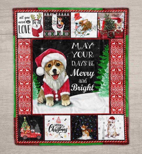 DDUSAB121103 Corgi Xmas Fleece Blanket – Made in USA