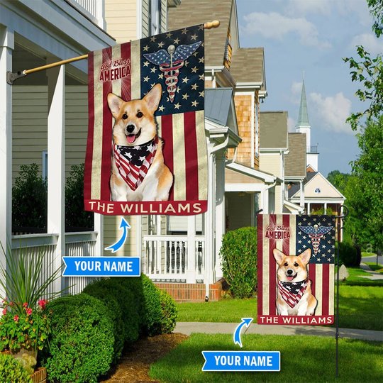 DIF7004-Corgi -Nurses- Personalized Flag
