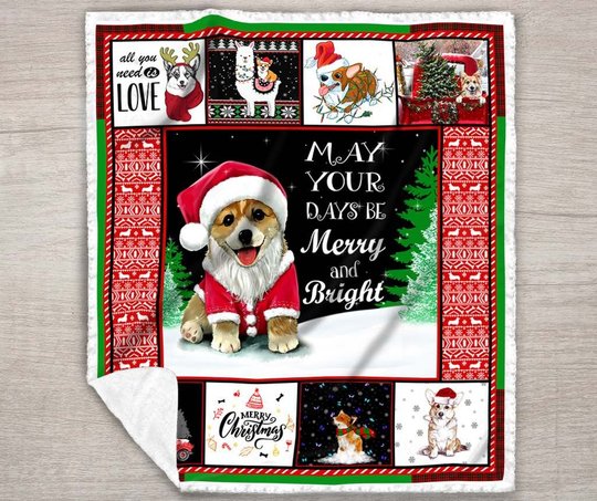 DDQ121103 Corgi Xmas Quilt Blanket