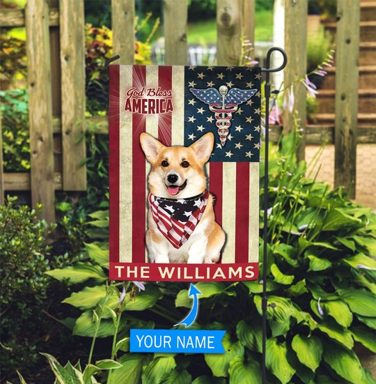 DIF7004-Corgi -Nurses- Personalized Flag