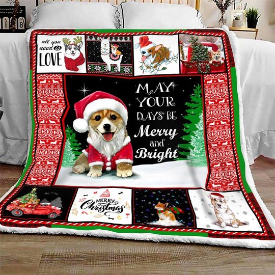 DDQ121103 Corgi Xmas Quilt Blanket