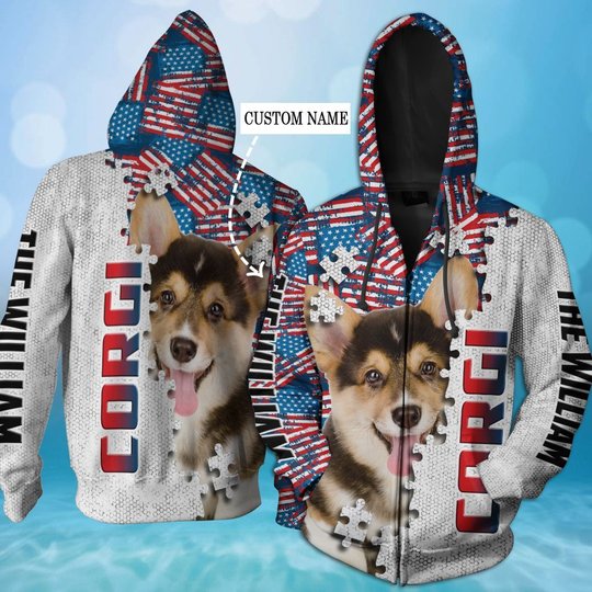 CHTD1003 Corgi Personalized 3D HOODIE