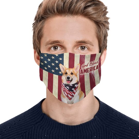 THM20072409 Corgi God Bless Face Mask