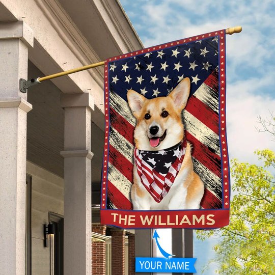 DIF4017-Corgi Personalized Flag