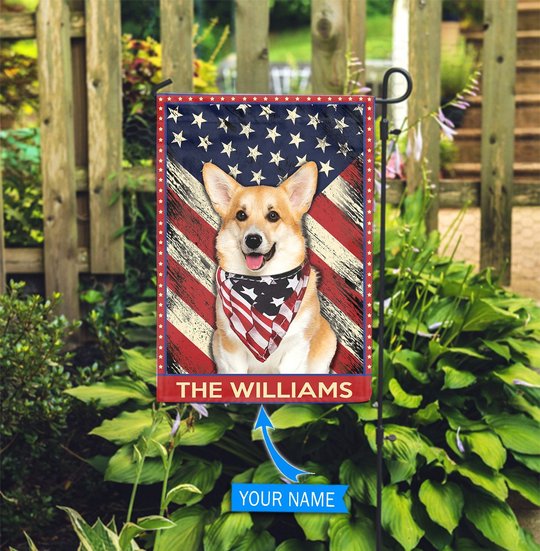 DIF4017-Corgi Personalized Flag
