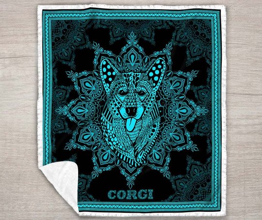MHQD2002 Corgi Mandala Quilt Blanket