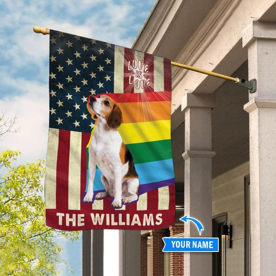 MHFCHO301 Beagle LGBT Personalized Flag