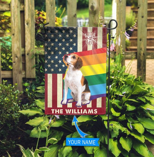 MHFCHO301 Beagle LGBT Personalized Flag