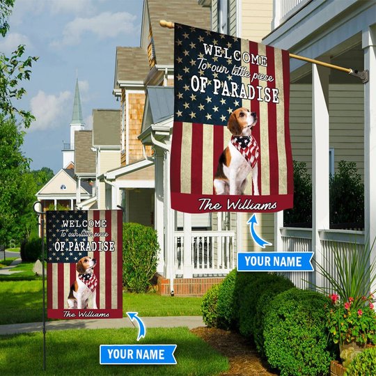 BIF20071306 Beagle Welcome To Our Paradise Personalized Flag