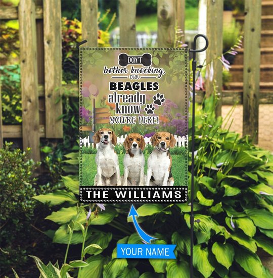BIF1423 Beagle Don't bother knocking Personalized Flag