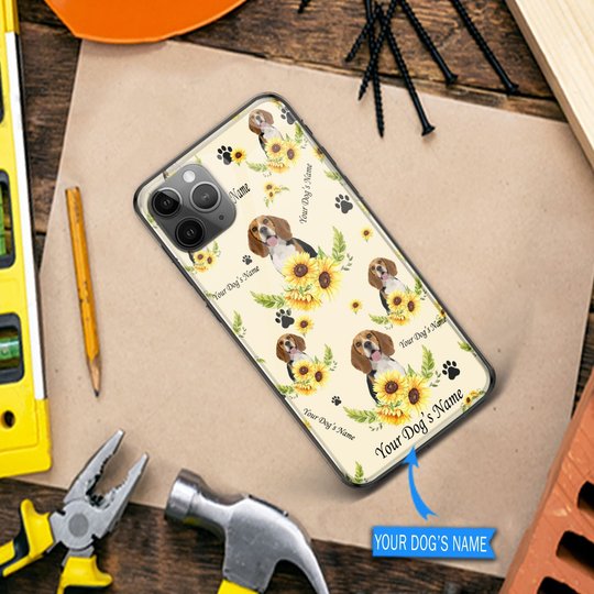 DUP1002 Beagle Personalized Glass Phone Case