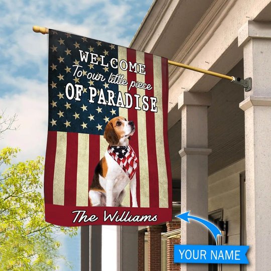 BIF20071306 Beagle Welcome To Our Paradise Personalized Flag
