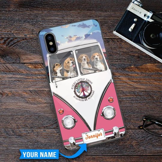 THP20070305 Hippie Beagle Personalized Glass Phone Case