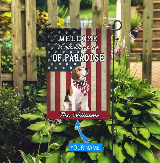 BIF20071306 Beagle Welcome To Our Paradise Personalized Flag