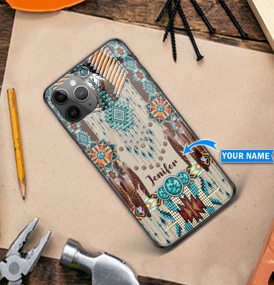 THP20072101 Native American Personalized Glass Phone Case