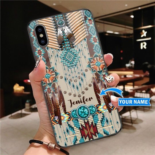 THP20072101 Native American Personalized Glass Phone Case