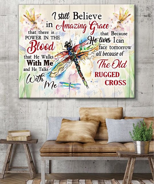 THD0137 I still believe in amazing grace Dragonflies Matte Canvas