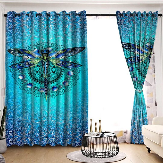 BIW0601 Blue Dragonfly WINDOW CURTAINS