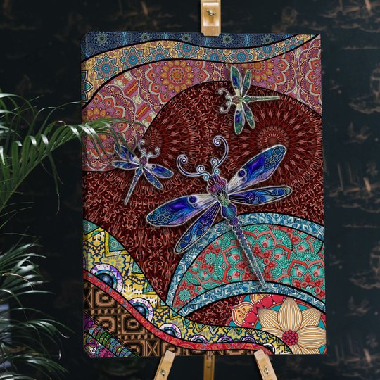 MHDDRF0101 Boho Dragonfly Vertical Matte Canvas