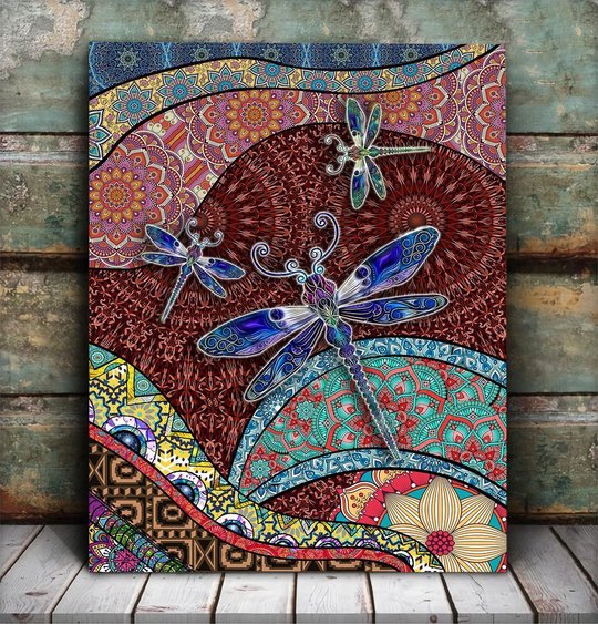 MHDDRF0101 Boho Dragonfly Vertical Matte Canvas