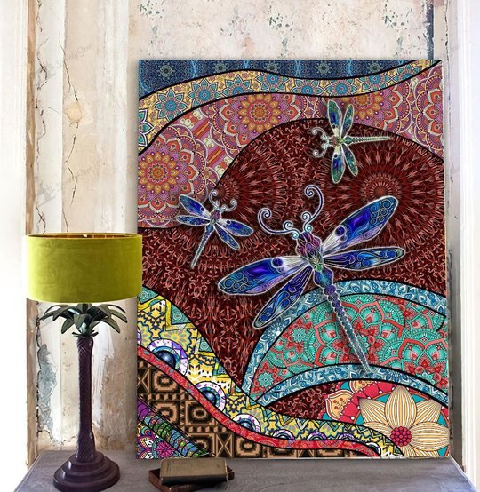 MHDDRF0101 Boho Dragonfly Vertical Matte Canvas