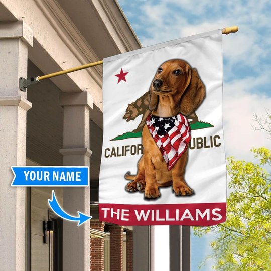 DIFDS1002-Dachshund California Personalized Flag