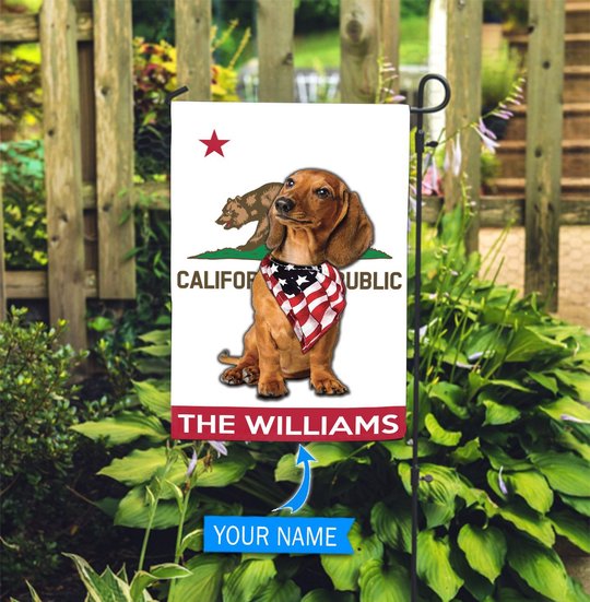 DIFDS1002-Dachshund California Personalized Flag