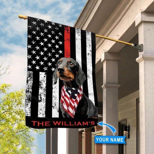 BIF20070405 Dachshund Firefighter Personalized Flag