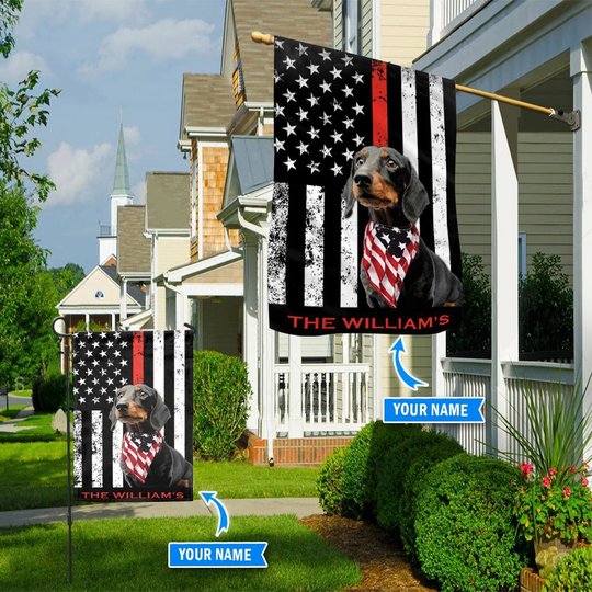 BIF20070405 Dachshund Firefighter Personalized Flag