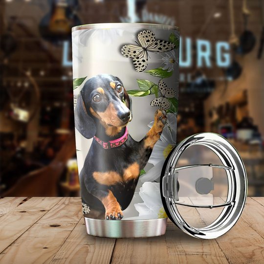 THU0106 Tumbler Dachshund Flower