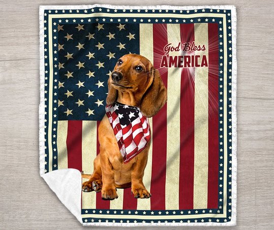Dachshund God Bless America Quilt Bed Set & Quilt Blanket