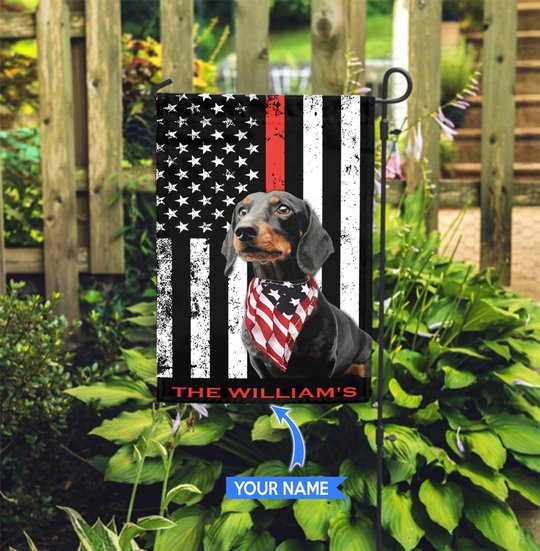 BIF20070405 Dachshund Firefighter Personalized Flag