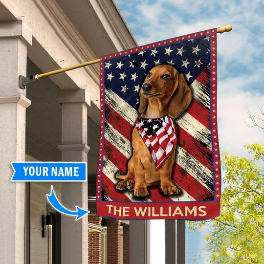 DIF4001-Dachshund Personalized Garden Flag-House Flag