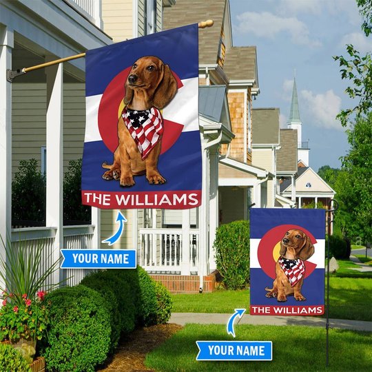 DIFDS1003-Dachshund Colorado Personalized Flag