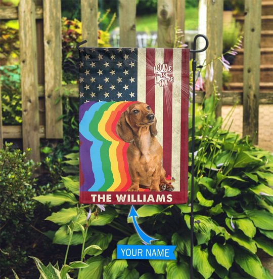MHFCHO406 Dachshund LGBT Personalized Flag